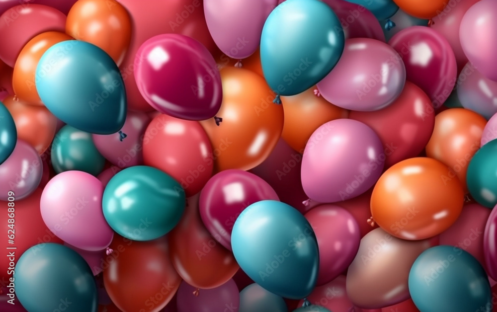 Elegant happy birthday with realistic balloons Elegant happy birthday with realistic balloons