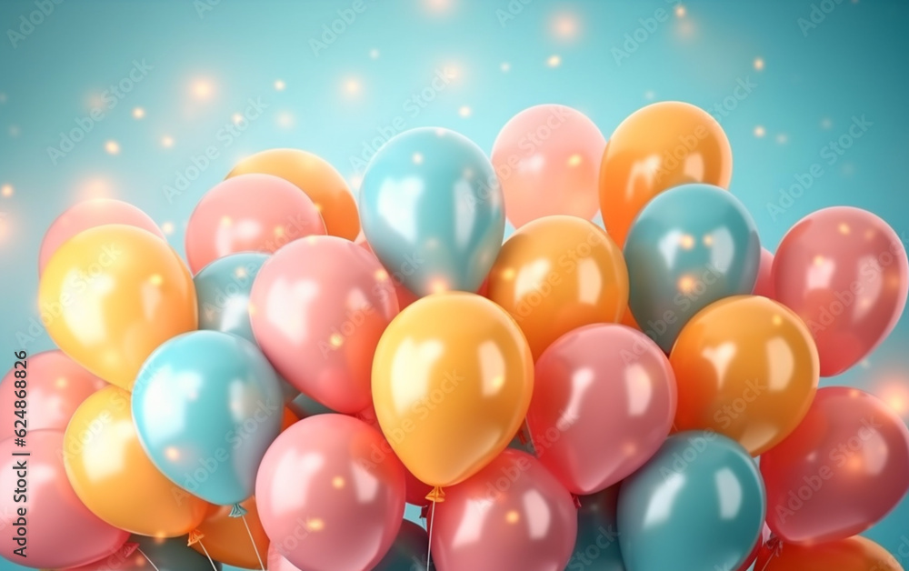 Elegant happy birthday with realistic balloons