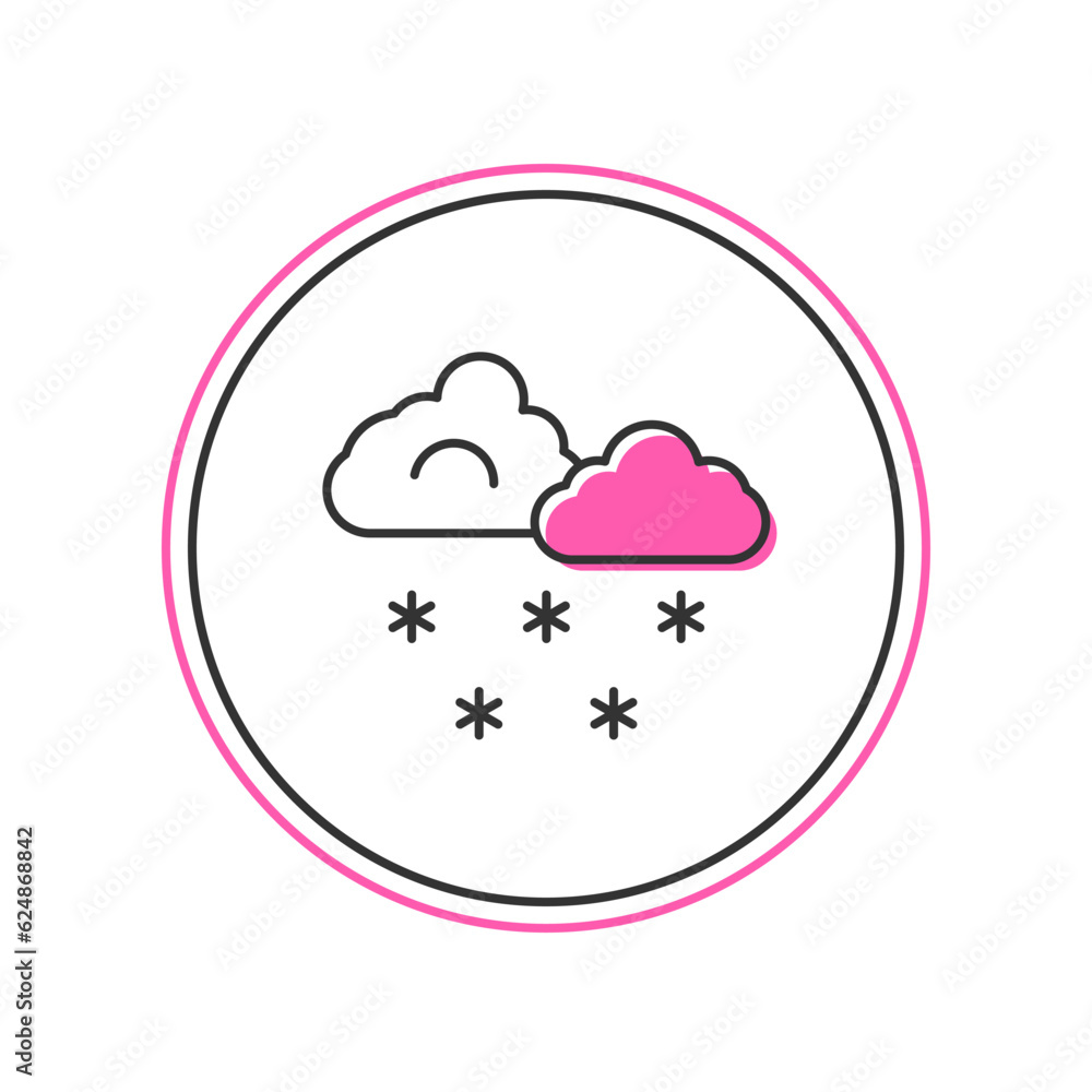 Filled outline Cloud with snow icon isolated on white background. Cloud with snowflakes. Single weather icon. Snowing sign. Vector Filled outline Cloud with snow icon isolated on white background. Cloud with snowflakes. Single weather icon. Snowing sign. Vector