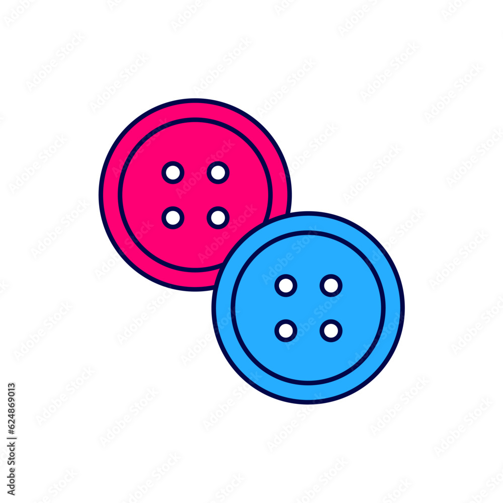 Filled outline Sewing button for clothes icon isolated on white background. Clothing button. Vector Filled outline Sewing button for clothes icon isolated on white background. Clothing button. Vector