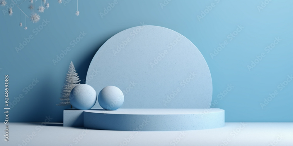 Empty light blue background and stand display or shelf with studio for showing Empty light blue background and stand display or shelf with studio for showing