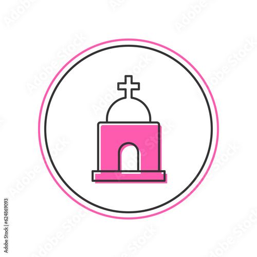 Filled outline Old crypt icon isolated on white background. Cemetery symbol. Ossuary or crypt for burial of deceased. Vector