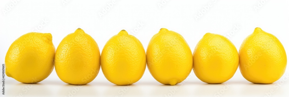 A Row Of Lemons Sitting Next To Each Other. Lemons, Produce, Food, Citrus Fruit, Nutrition, Vitamins. Generative AI
