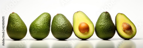 A Group Of Avocados Sitting Next To Each Other. Types Of Avocados, Growing Avocados, Eating Avocados, Storing Avocados, Cooking With Avocados, Benefits Of Avocados. Generative AI