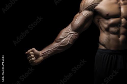 A Man With A Ripped Arm And No Shirt. Muscles, Working Out, Injury Prevention, Fitness Regimes, Rehabilitation, Nonverbal Communication. Generative AI