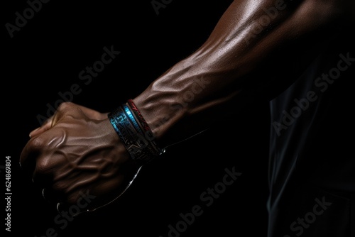 A Close Up Of A Person's Arm Wearing A Bracelet. Close Up Photography, Arm Anatomy, Jewelry, Bracelets, Fashion Accessorizing, Skin Health. Generative AI © Ян Заболотний