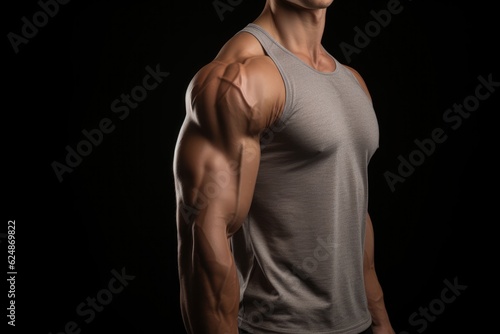 A Man In A Tank Top Posing For A Picture. Tanktop Trends, Looking Good For Boudoir Photography, Outfit Choices For Men, Styling A Tanktop Look, Selfconfidence And Posing For Pictures. Generative AI