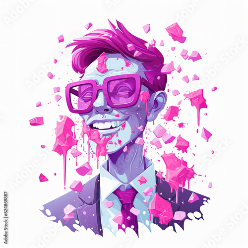 cute cartoon zombie with confetti sprinkles  a low poly illustration  adorable character  mascot  concept  digital art