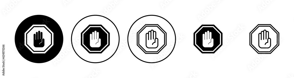 Fototapeta premium Stop icon set. stop road sign. hand stop icon vector