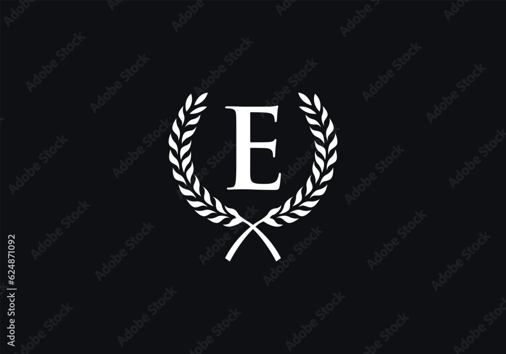 Laurel wreath logo and laurel wreath circle leaf icon vector design with letters. Laurel wreath leaf circle favicon and icon