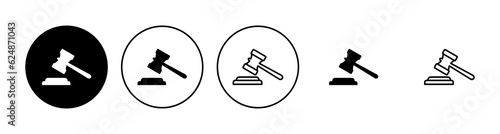 Gavel icon set. judge gavel icon vector. law icon vector. auction hammer
