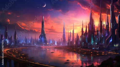 Generative Ai. Fantasy City of the Future  © TrySmartArt