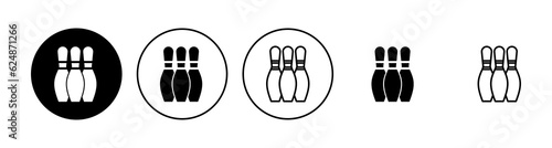 Bowling icon set. bowling ball and pin icon. bowling pins