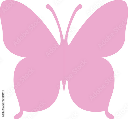 Pink Colored butterfly simple flat design isolated on transparent background