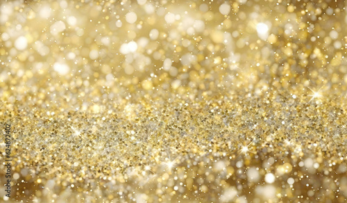 Glittering Gold Particles. Glamour Christmas Background