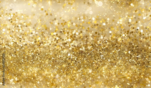 Glittering Gold Particles. Glamour Christmas Background