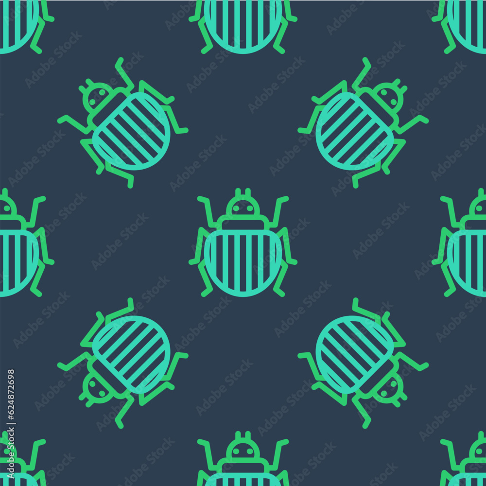 Line Colorado beetle icon isolated seamless pattern on blue background. Vector Line Colorado beetle icon isolated seamless pattern on blue background. Vector