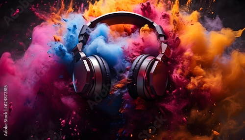 Headphones with music background
