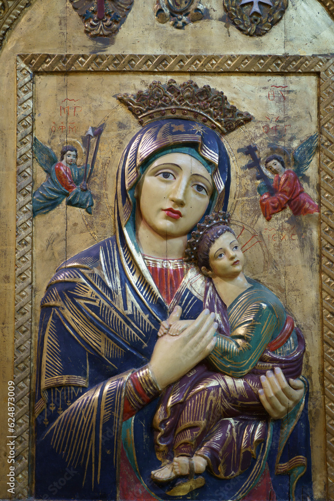our lady of perpetual help, patroness of military health, Monastery Church of Santa Margarita, center of history and military culture of the balearics, Palma, Majorca, Balearic Islands, Spain