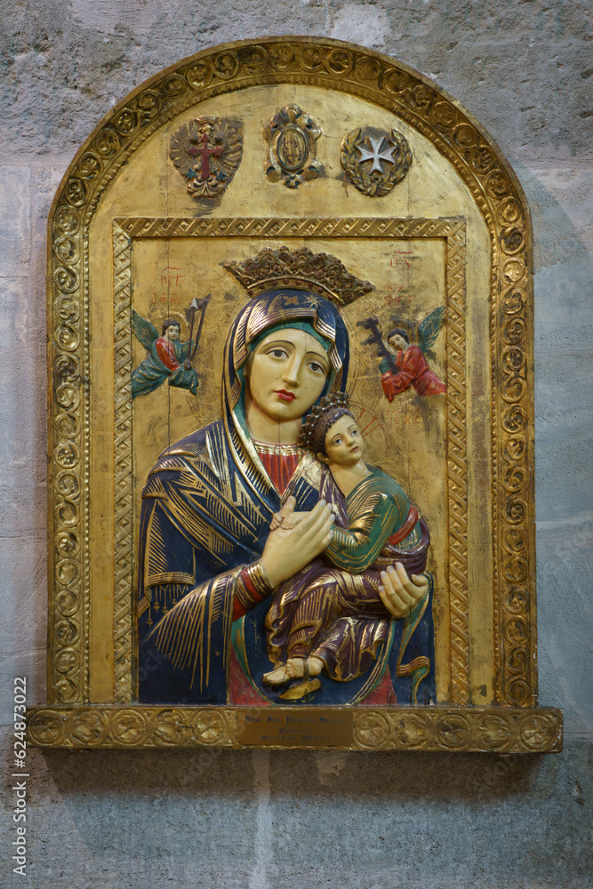 our lady of perpetual help, patroness of military health, Monastery Church of Santa Margarita, center of history and military culture of the balearics, Palma, Majorca, Balearic Islands, Spain