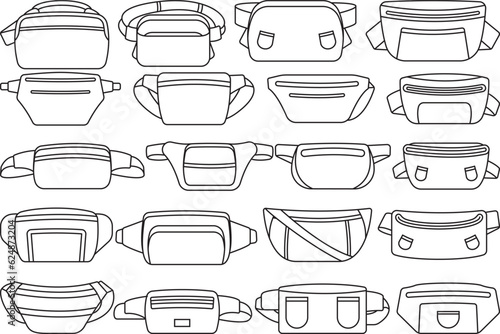 Waist Bag Outline Bundle,Clip Art