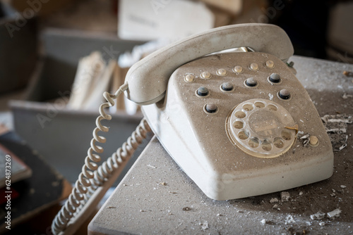 Pulse dial telephone (disc), 1970s, old Ripoll winery, Llucmajor, .Majorca, Balearic Islands, Spain