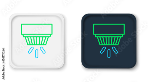 Line Smoke alarm system icon isolated on white background. Smoke detector. Colorful outline concept. Vector