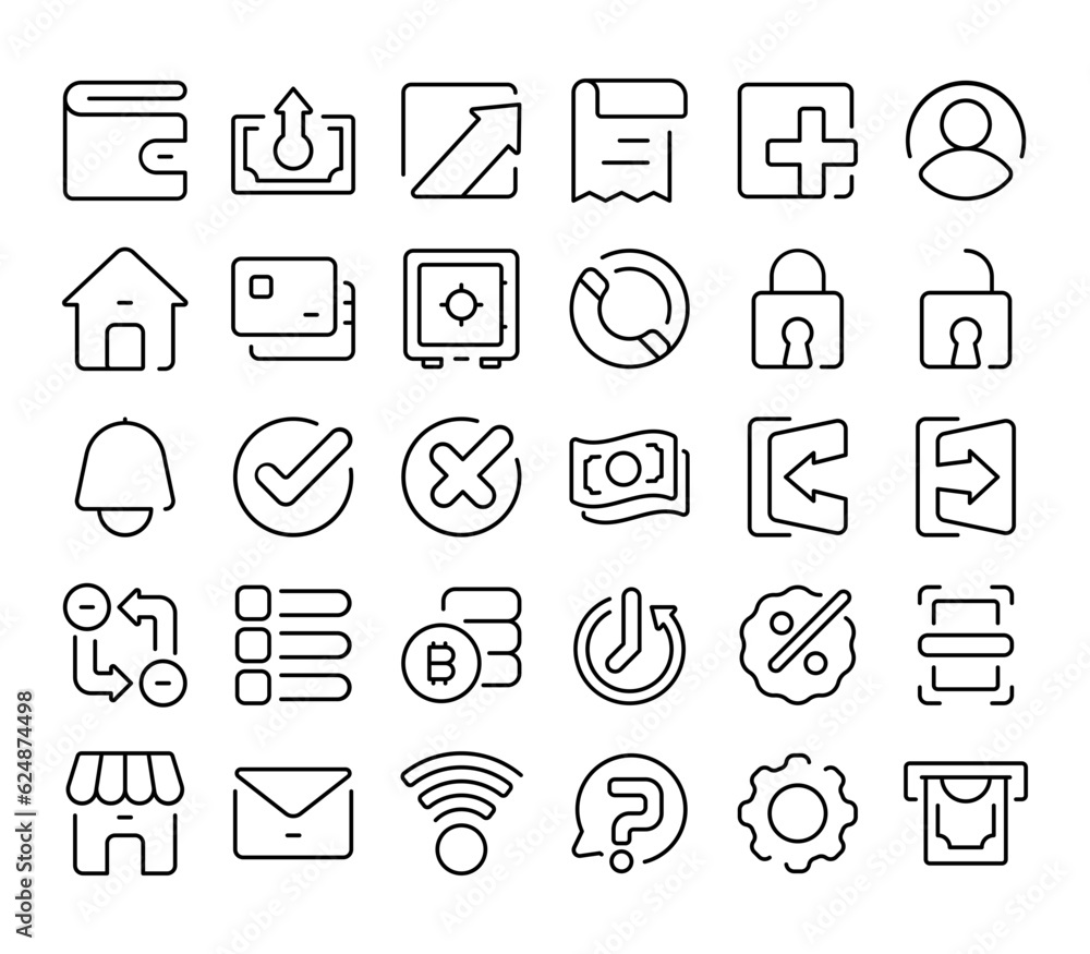 Fototapeta premium Digital Wallet Icons Outline Style for Any Purpose