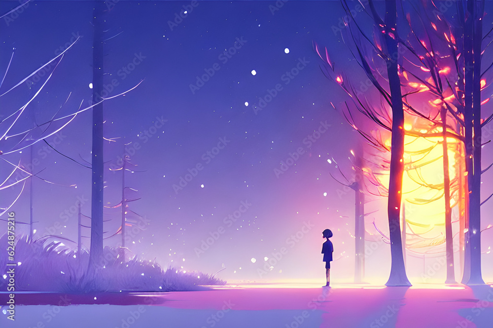 Obraz premium the little warmth of a winter night. Generative ai