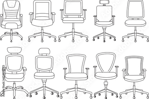 Office Chair Outline Bundle,Clip Art