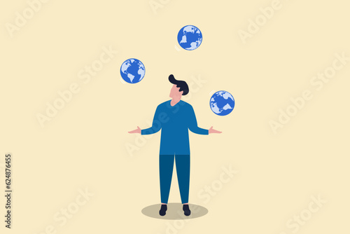 Businessman or politician control the world. concept of liar cannot, keep promise and global warming issue