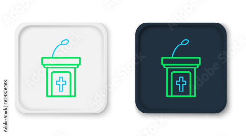 Line Church sermon tribune icon isolated on white background. The podium of the preacher in the church. Colorful outline concept. Vector