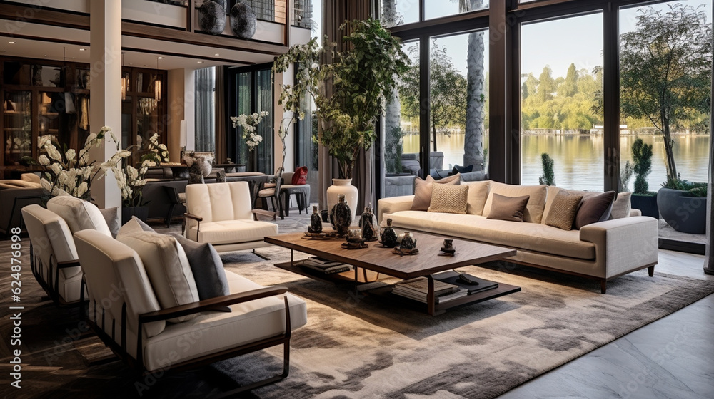 Beautiful setting with beautiful furniture in a room 