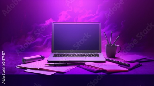 Generative Ai. Laptop mockup on desktop