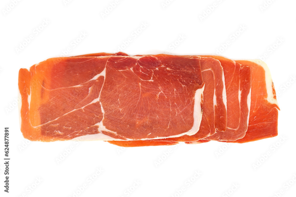 closeup of a pile of spanish serrano ham