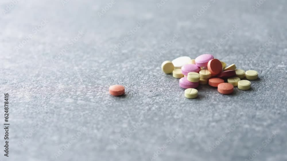 Macro shot of various multicolored medications pills and drugs. Pills and drugs Pharmaceutical Industry. Macro shot of various multicolored medications pills and drugs. Pills and drugs Pharmaceutical Industry.