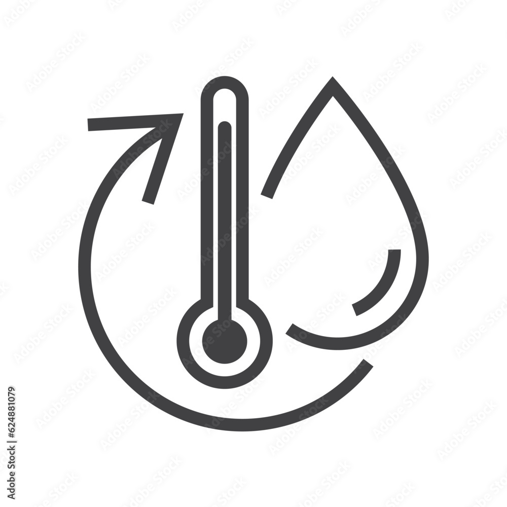 Water drop with circle symbol and termometr. Ecology icons. Editable stroke. Water drop with circle symbol and termometr. Ecology icons. Editable stroke.