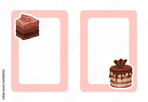 Chocolate Dessert Food Recipe Card Design with Sweet Pastry Vector Template