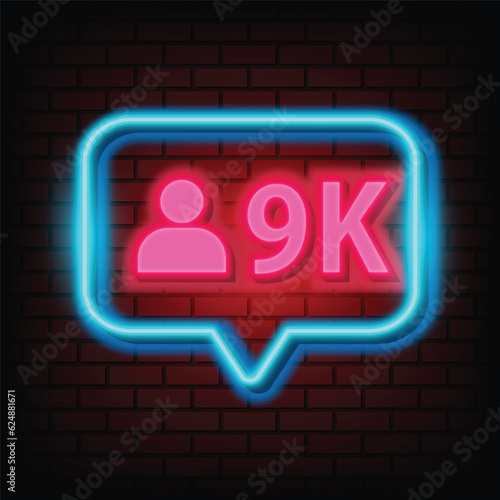 Thank you 9k followers peoples for social media with 9k neon sign