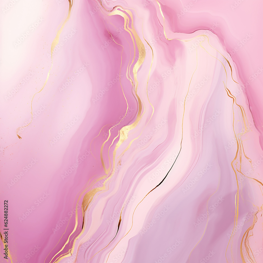 Pink marble pastel gradient background with golden lines