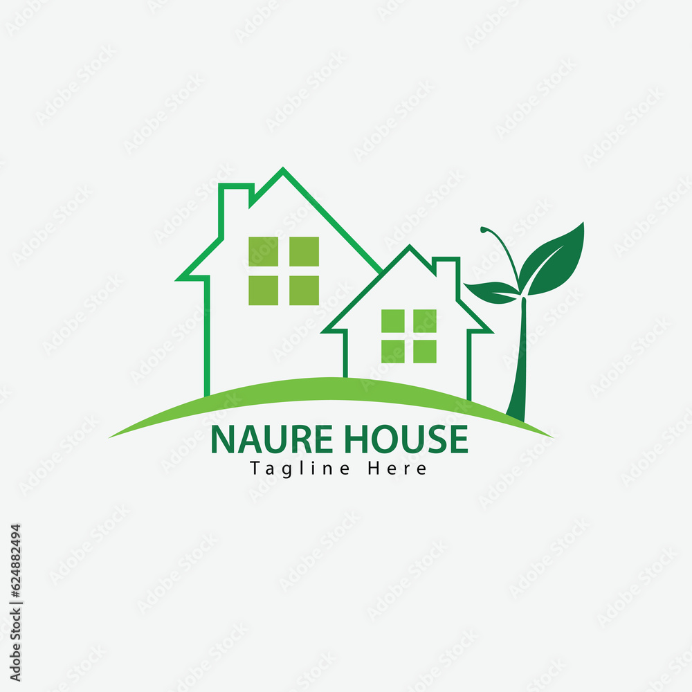 Vector green eco house logo concept Vector green eco house logo concept