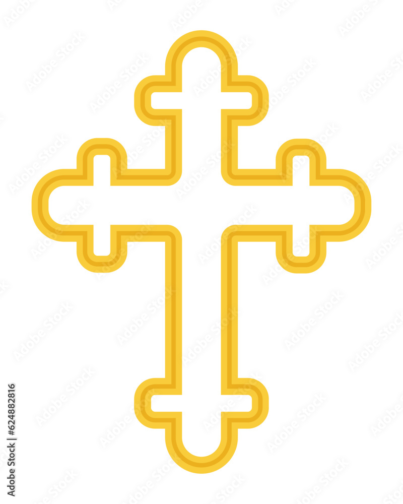 Gold Christian Cross icon isolated on a white background. A symbol of the love of Jesus. God vector illustration. Catholic symbol flat vector. Gold Christian Cross icon isolated on a white background. A symbol of the love of Jesus. God vector illustration. Catholic symbol flat vector.