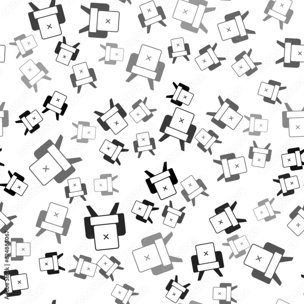 Black Armchair icon isolated seamless pattern on white background. Vector