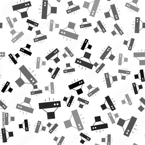 Black Kitchen extractor fan icon isolated seamless pattern on white background. Cooker hood. Kitchen exhaust. Household appliance. Vector