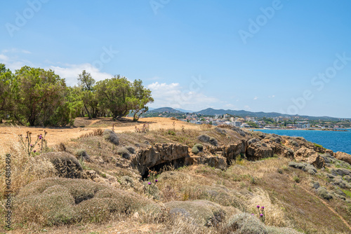 Coastal view of Agioi Apostoloi village, Daratsos, Chania, Crete, Greece