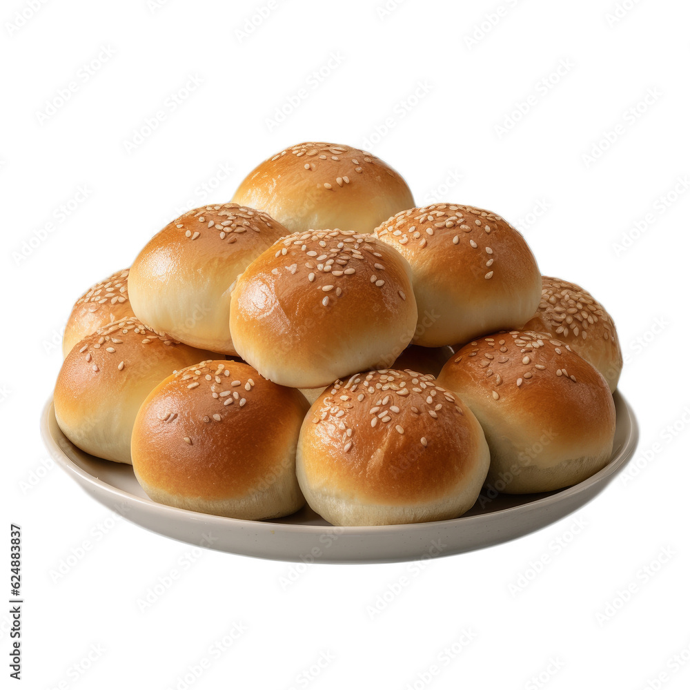 Soft white bread rolls placed on a plate