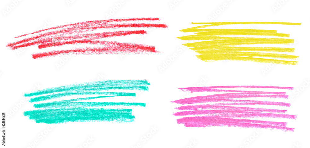 Photo grunge colorful chalk cross hatch, sketching isolated on white background and texture, clipping path
