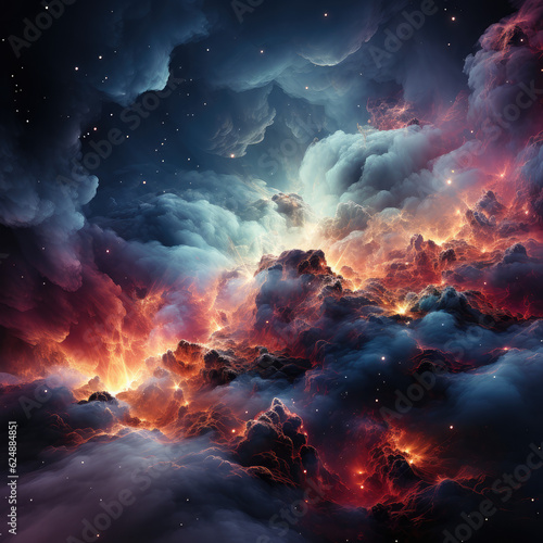 colorful space cloud nebula galaxy, cosmos with stary night, astronomy , supernova, background wallpaper photo