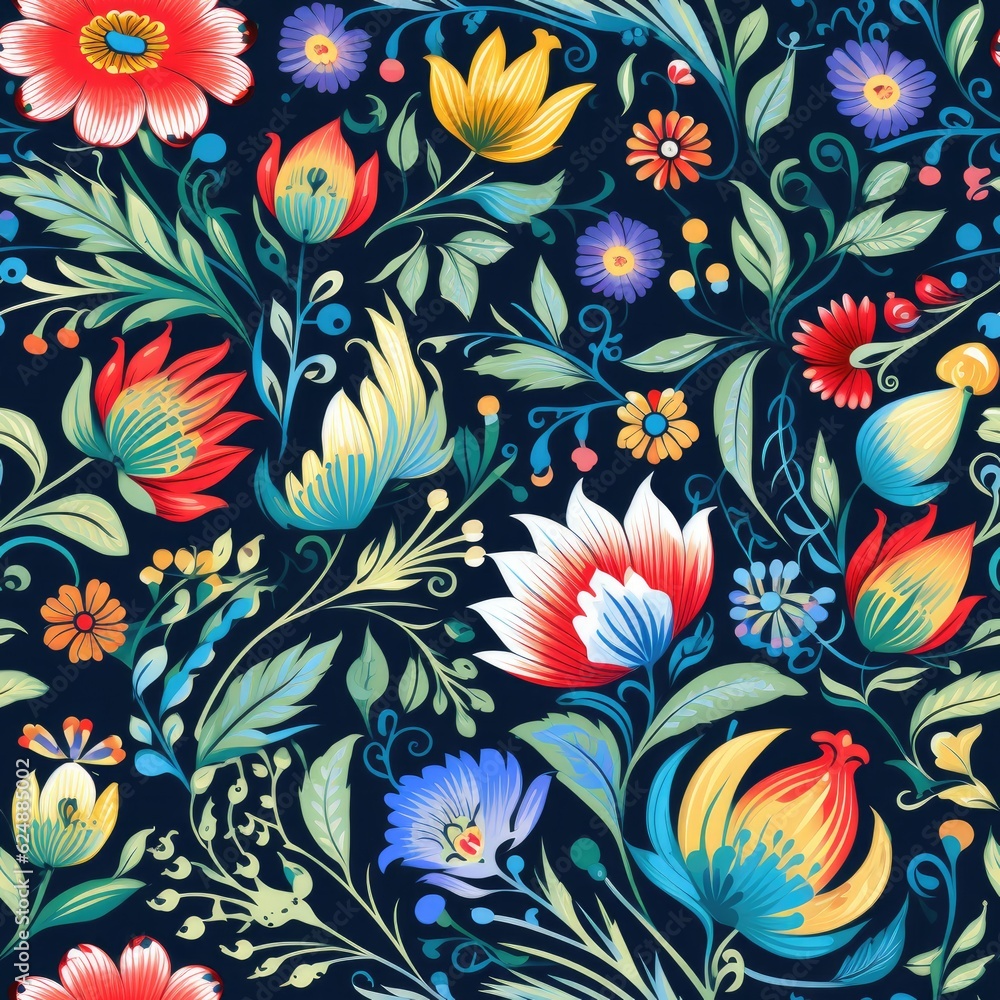 Flowers seamless pattern, generative ai Flowers seamless pattern, generative ai