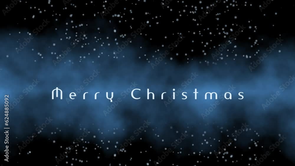 Glowing merry Christmas with animated letters and falling snowflakes background on dark blue and black background as festive Christmas greeting for celebration of holy eve or holy night happy holidays Glowing merry Christmas with animated letters and falling snowflakes background on dark blue and black background as festive Christmas greeting for celebration of holy eve or holy night happy holidays